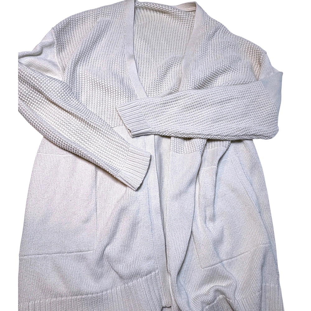 Lululemon M/L cream Sit In The Sun Cardigan Open Front Cotton Knit Sweater